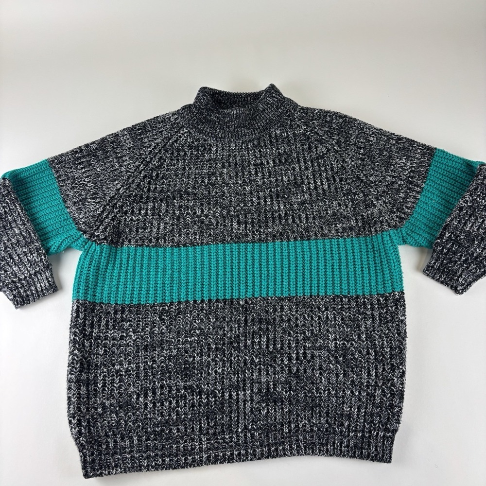Stefano Women's Vintage‎ Sweater Medium Retro Multicolor Teal Sweater Knit